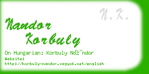nandor korbuly business card